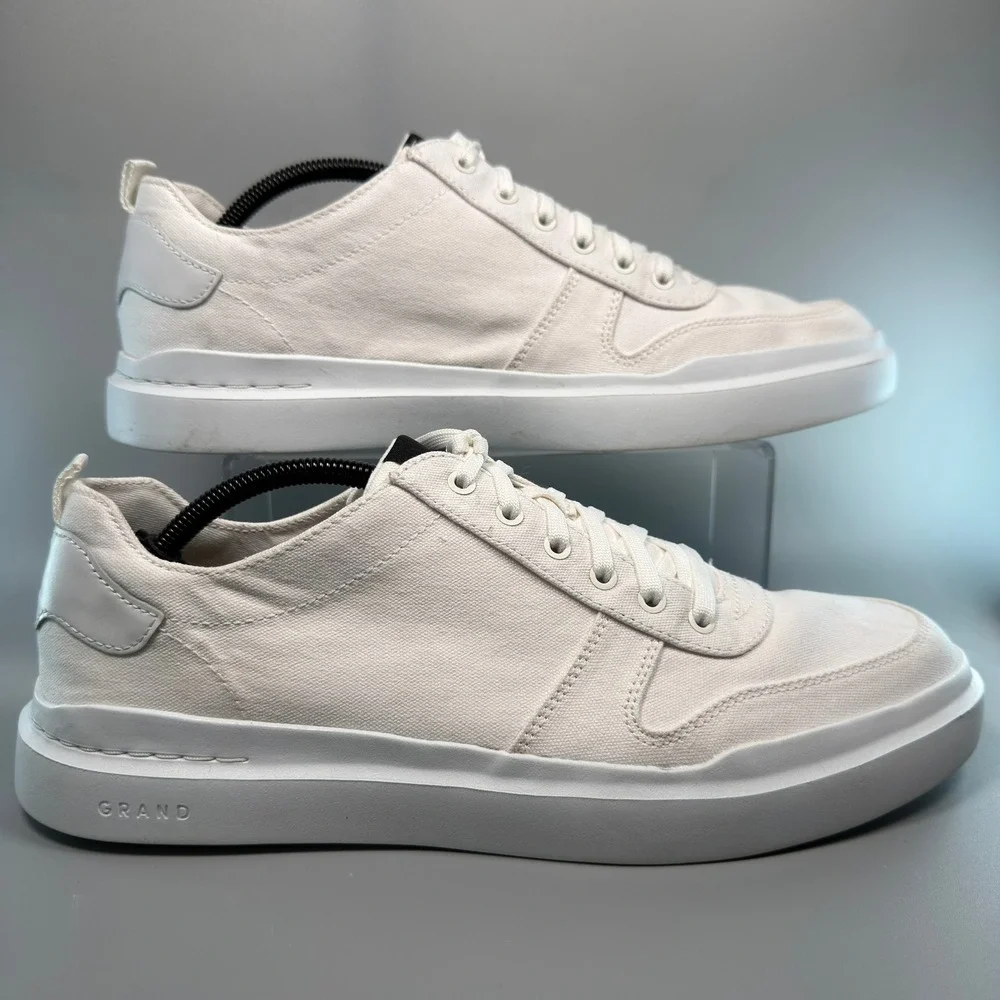 Cole Haan GrandPro Rally Mens 11.5 11 1/2 Canvas Court Dress Sneaker White Lace